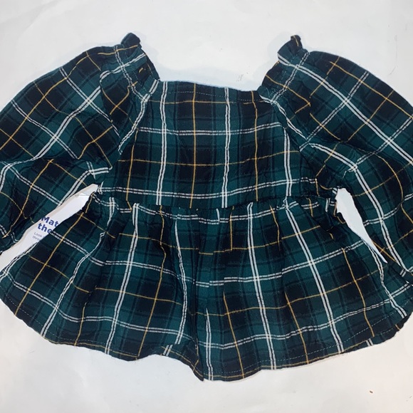 2PC Baby Plaid Dress Top Diaper Undies Green White Size 0-3 Months - Picture 5 of 5